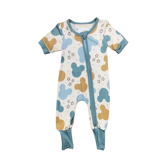 Pastel Blue Mickey Ears Bamboo Romper