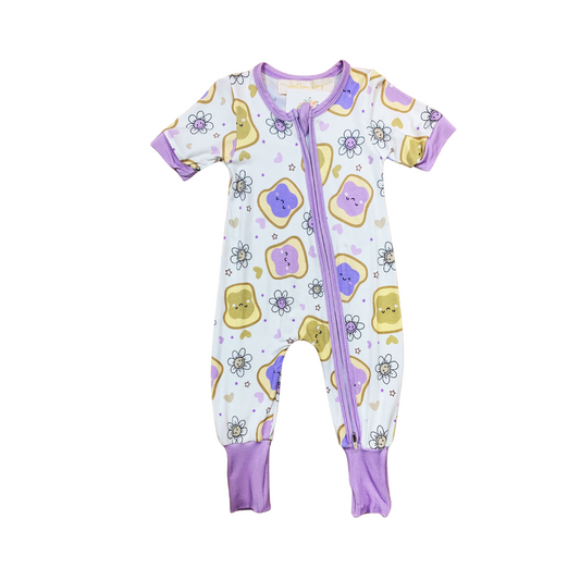 PB&J Time Bamboo Romper w/Fold Over Footies