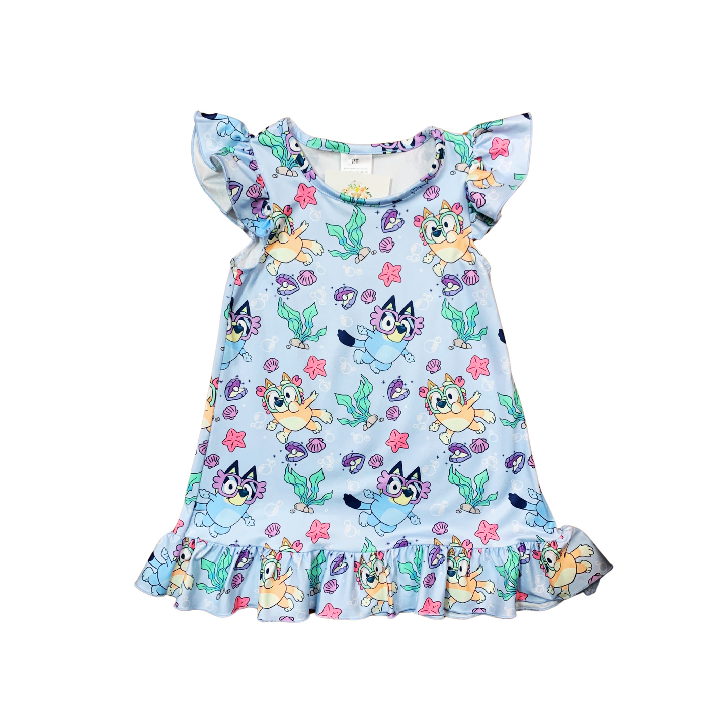 Bluey & Bingo Under The Sea Ruffled Dress PJ's