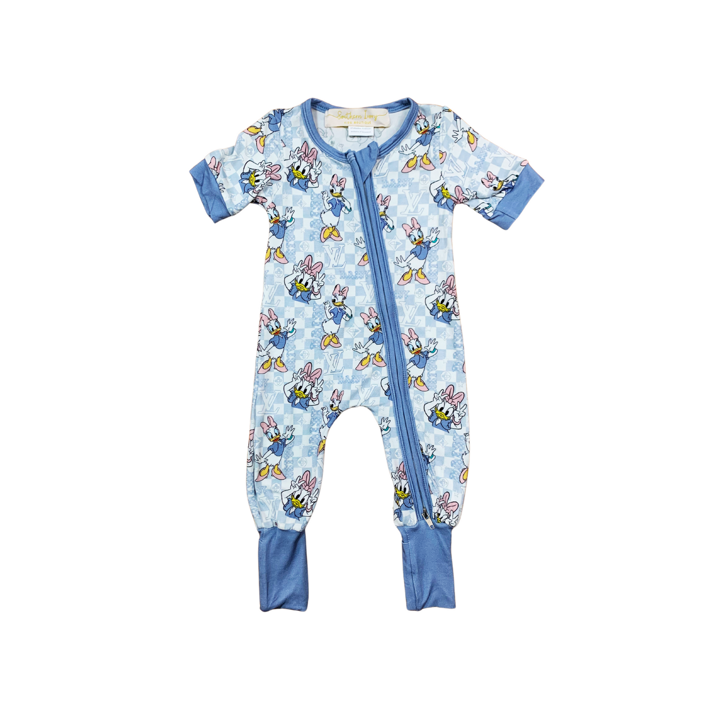 Boujee Daisy Bamboo Romper w/Fold Over Footies