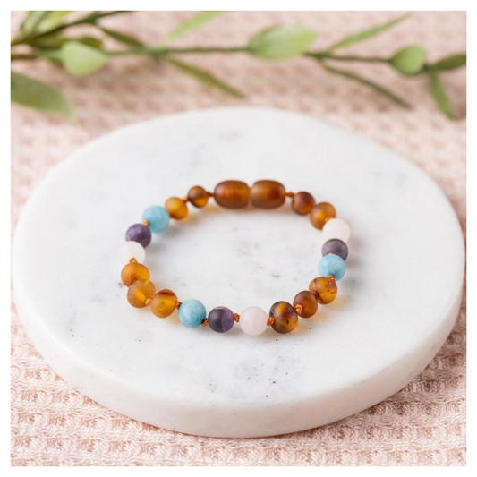 Mermaid Mix + Raw Cognac Amber Bracelet