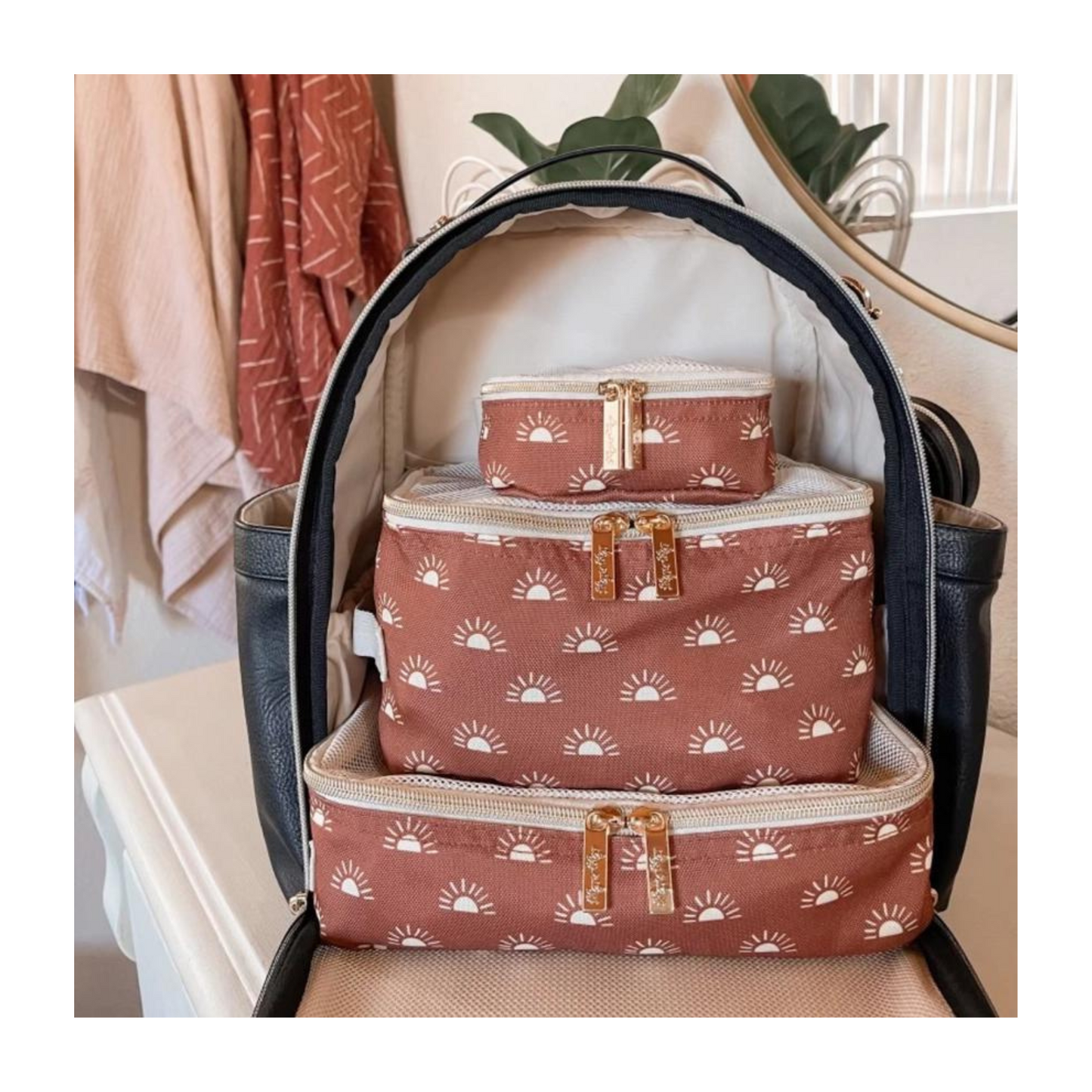 Pack Like A Boss Terracotta Sun Diaper Bag Packing Cubes