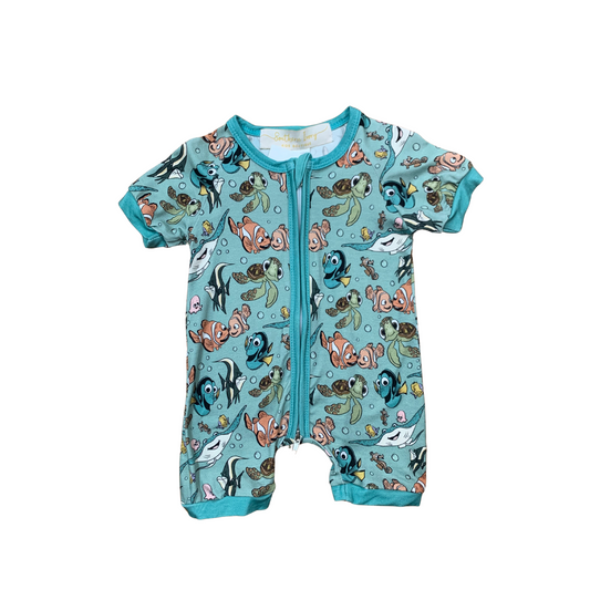 Just Keep Swimming Bamboo Shortie Romper