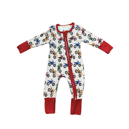 Brap. Brap, Brap Bamboo Romper w/Fold Over Hands & Feet