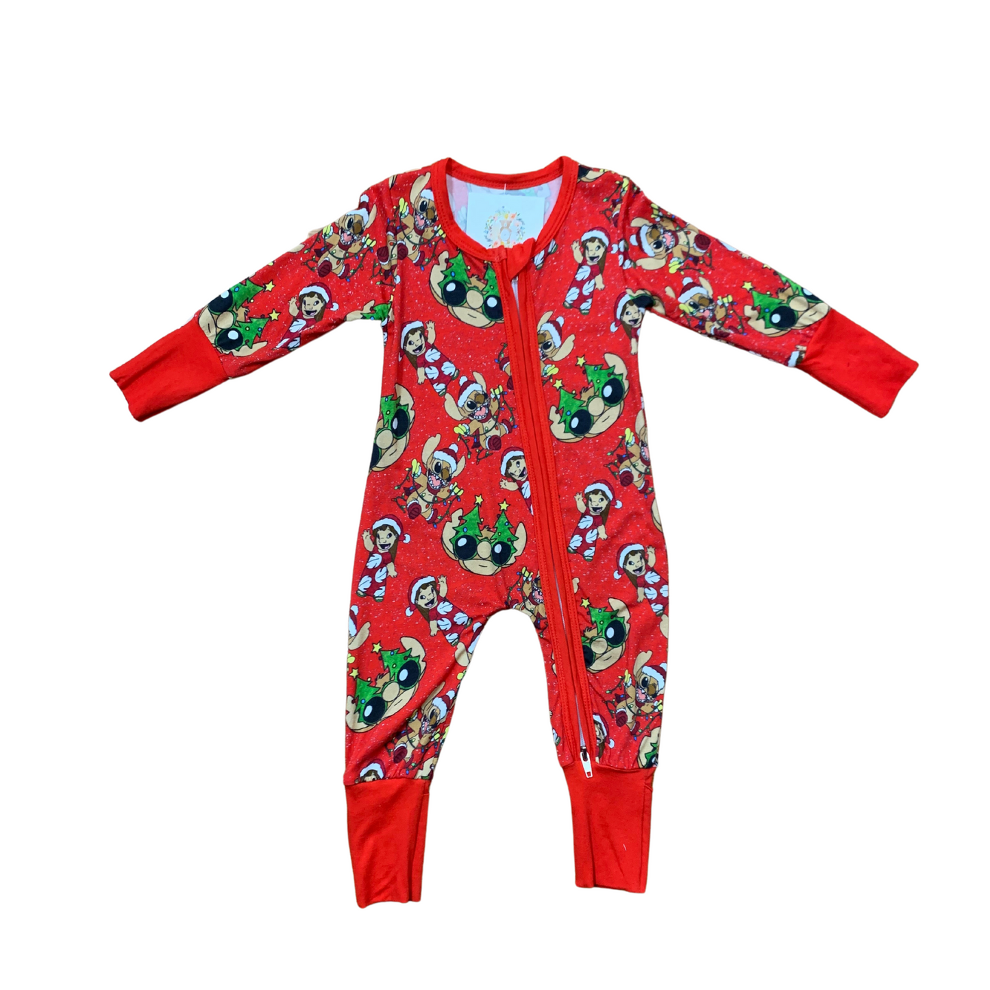 Merry Christmas Stitch Bamboo Romper