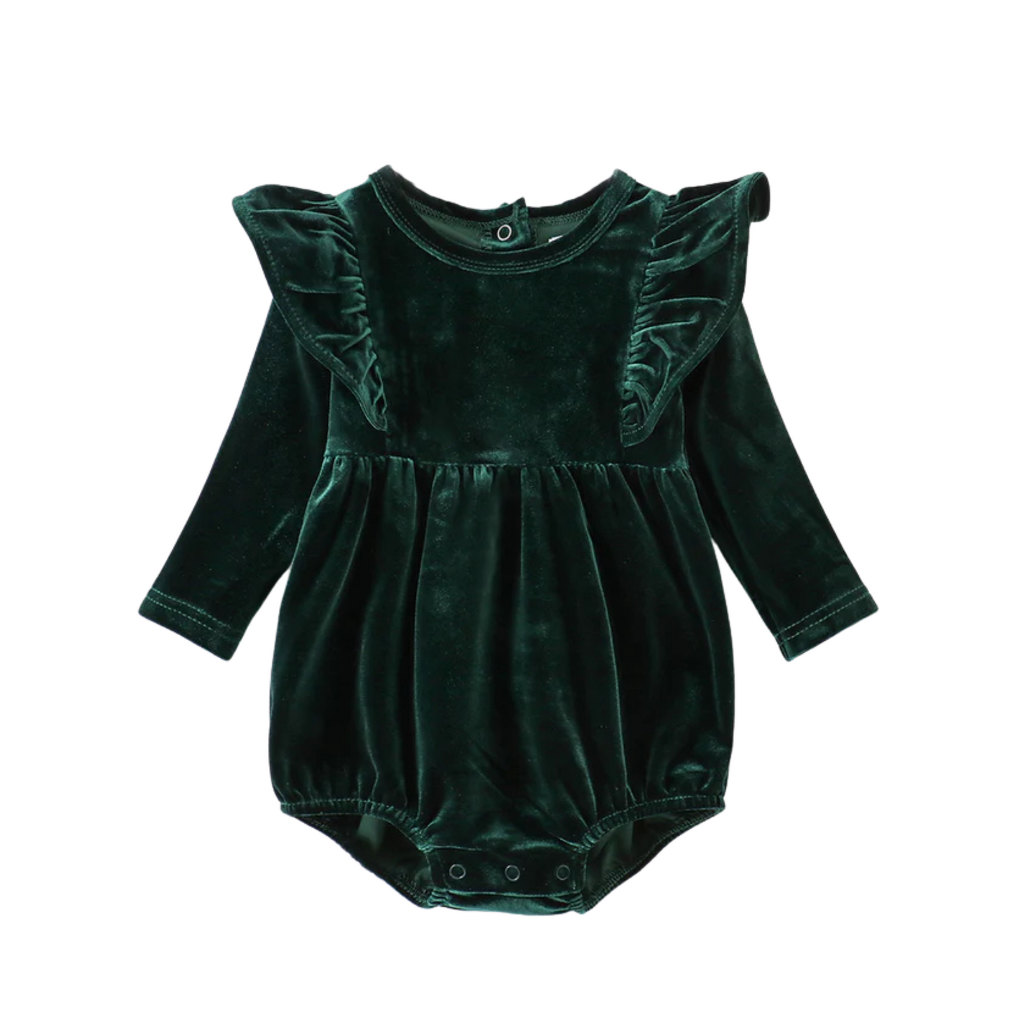 Forest Velvet Ruffle Romper