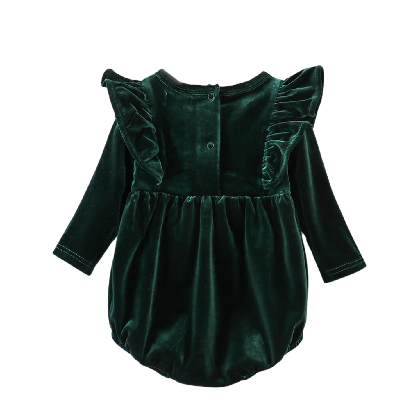 Forest Velvet Ruffle Romper