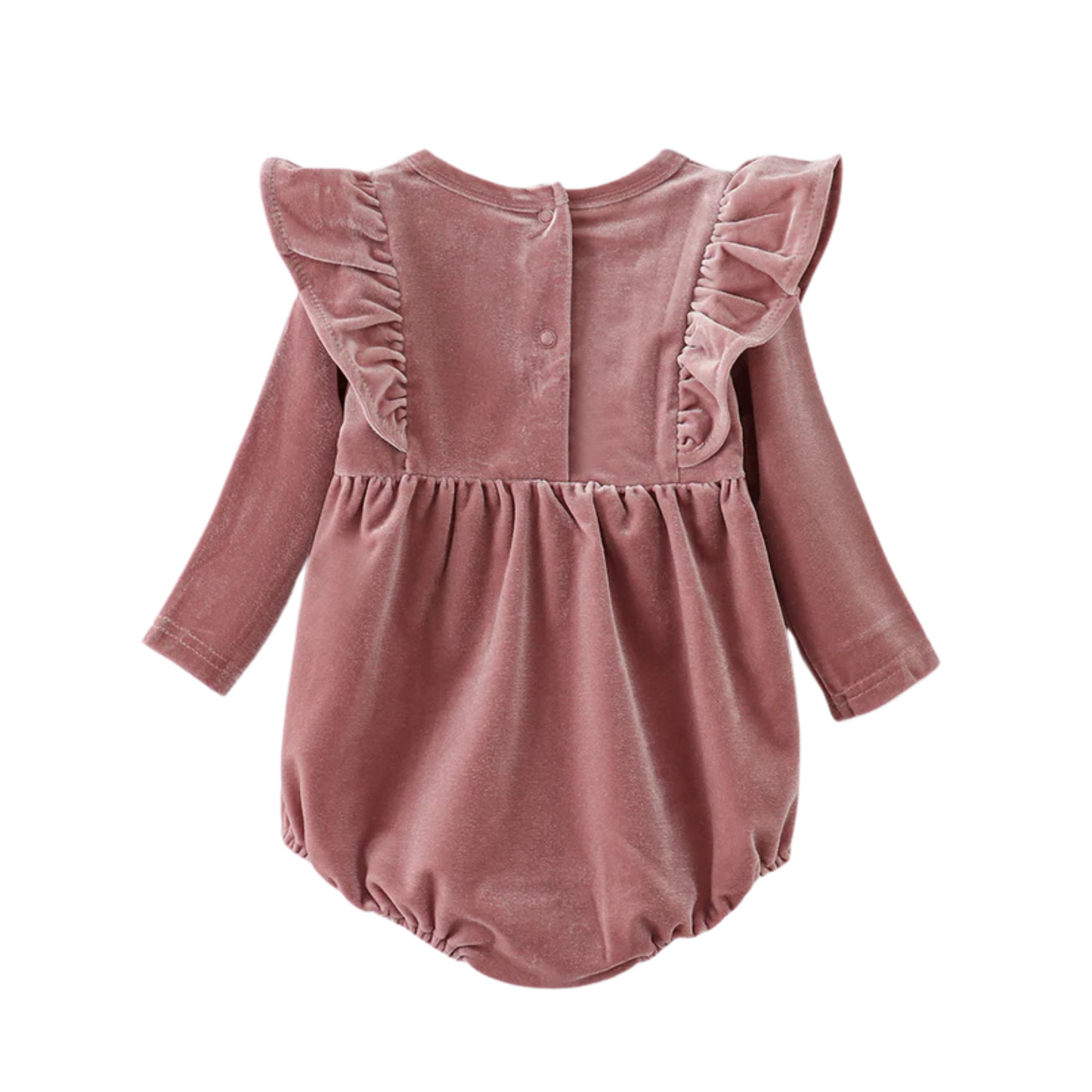 Blush Velvet Ruffle Romper