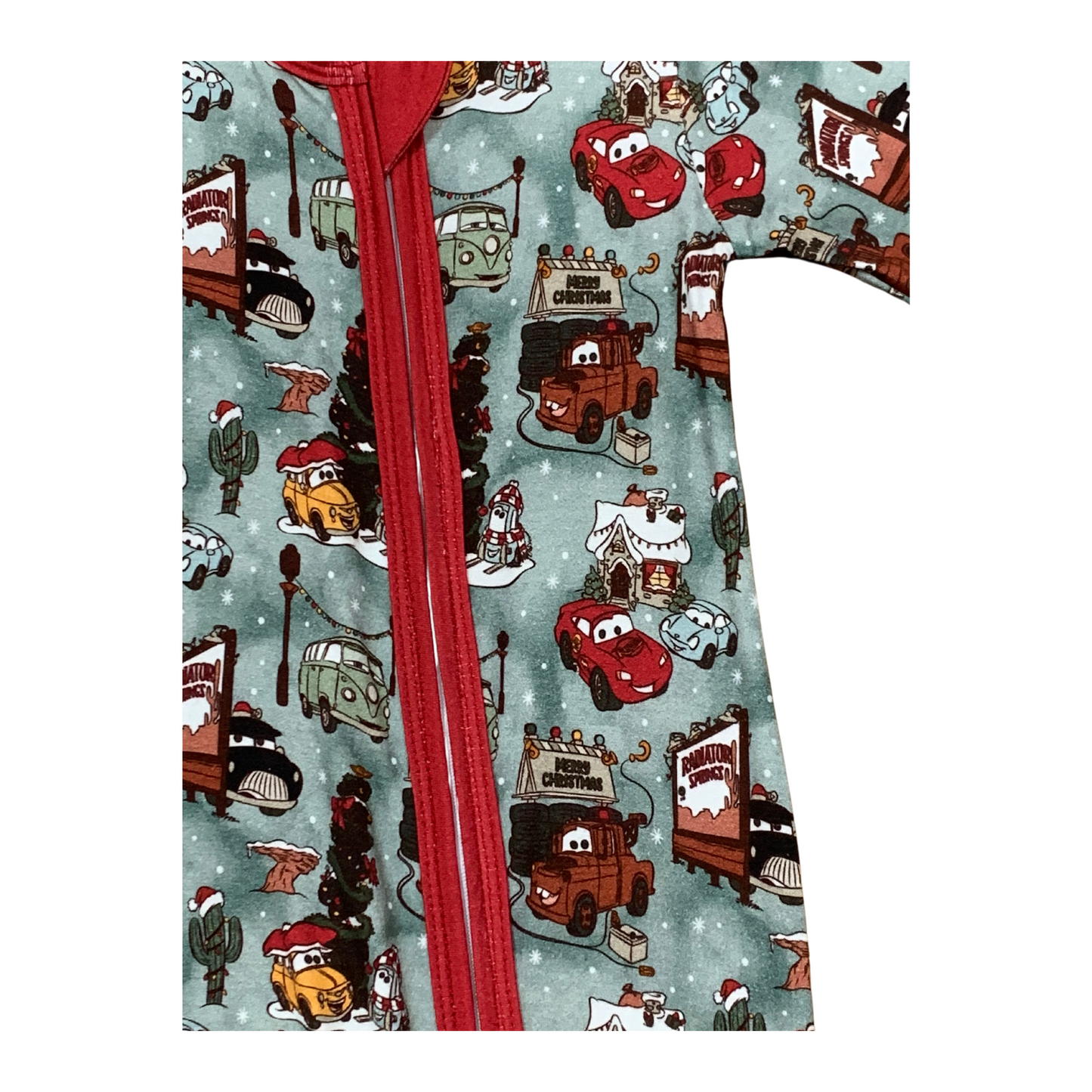 Christmas Cars Bamboo Romper (Green)