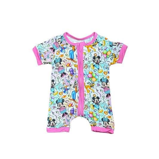 It's A Mickey & Friends Party Bamboo Short Romper