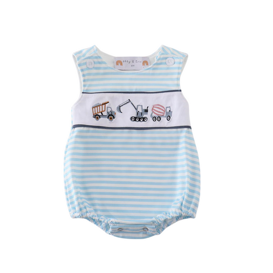 Construction Zone Embroidered Bubble Romper