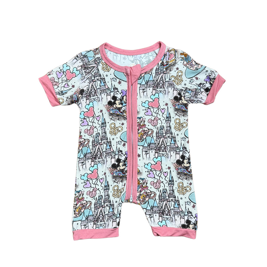 Meet Me In Disneyland Bamboo Short Romper (Pink)