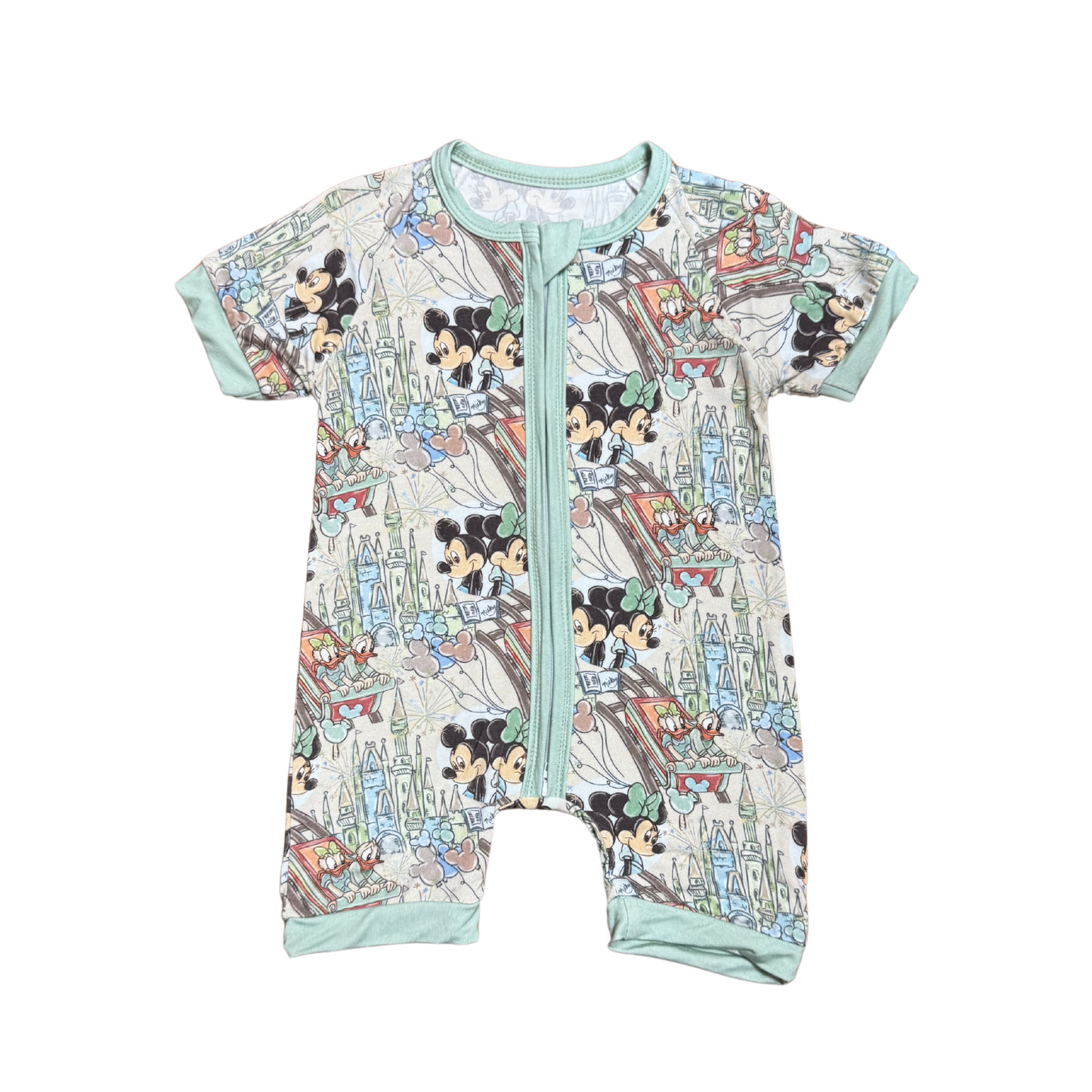 Meet Me In Disneyland Bamboo Short Romper (Green)