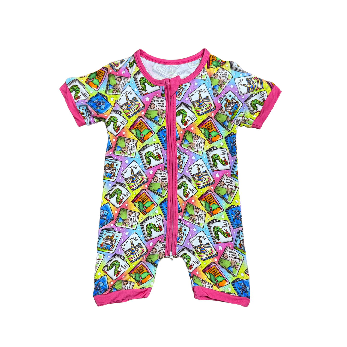 My Favorite Books Rainbow Edition Bamboo Short Romper