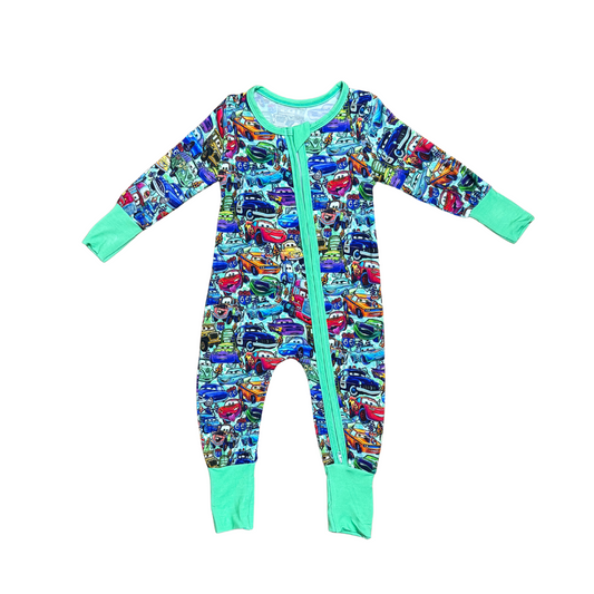 Cars Collage Bamboo Romper