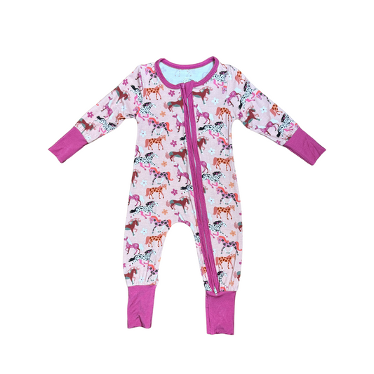 Pink Ponies Bamboo Romper