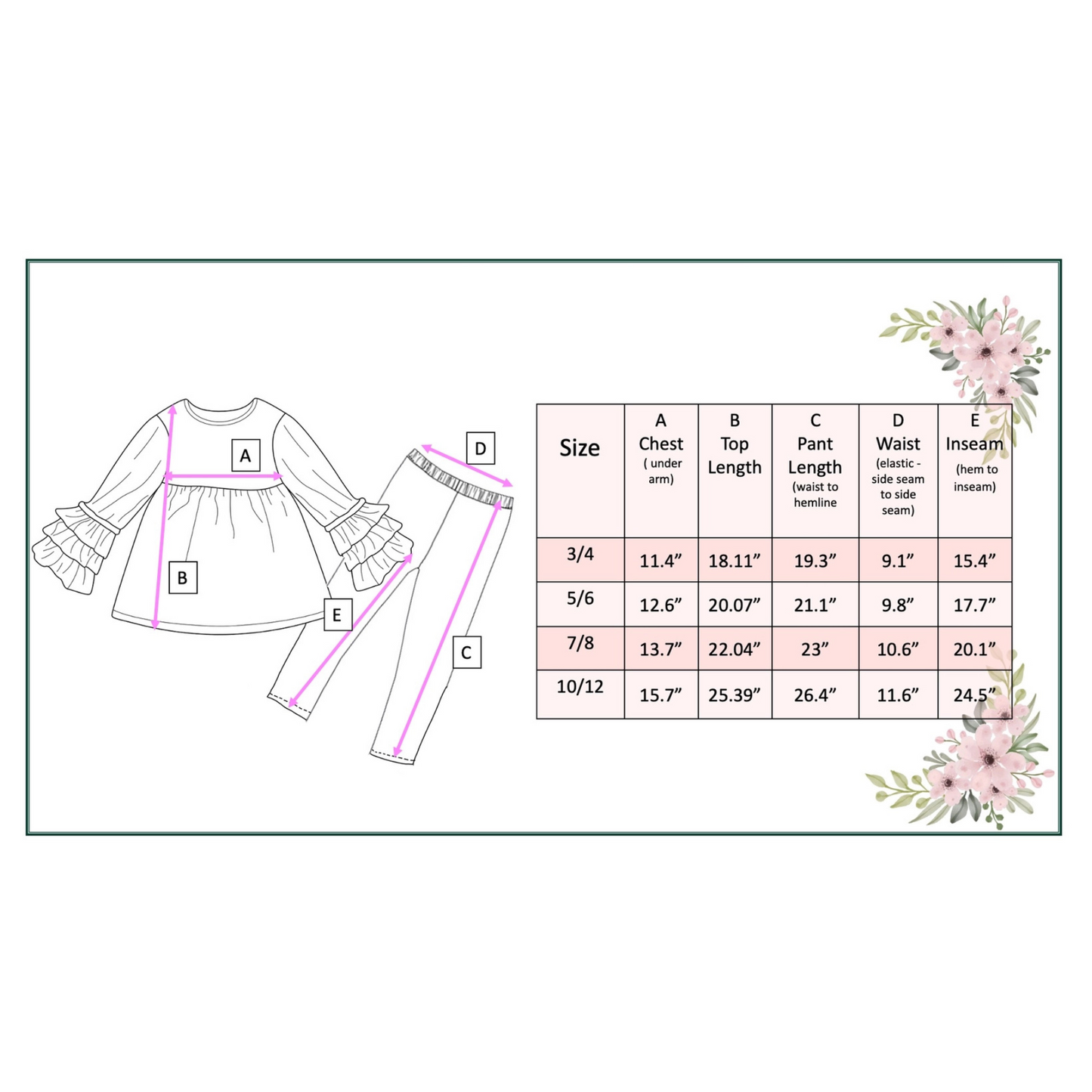 Girls Sage Green 3 Ruffles Shirt & Floral Leggings