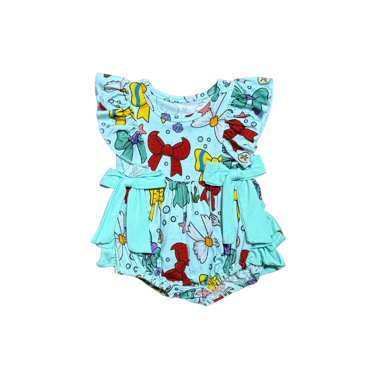Little Mermaid Bows Bamboo Bubble Romper