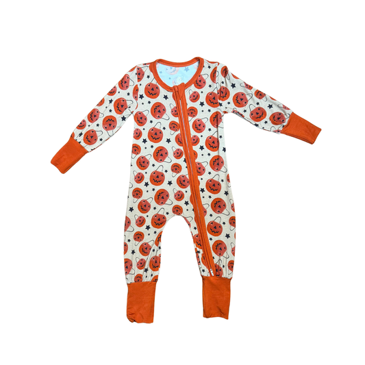 Halloween Pumpkin Buckets Bamboo Romper