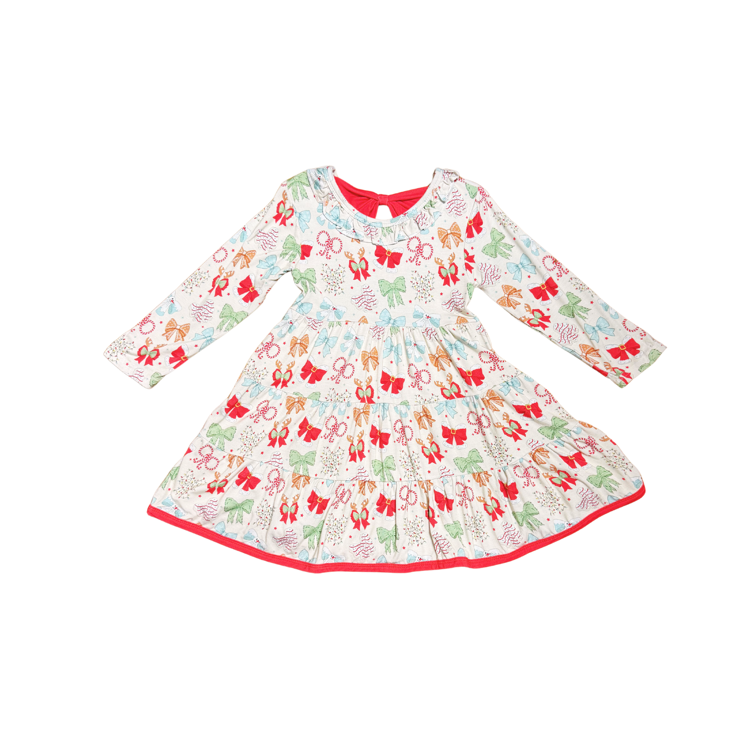 Christmas Bows Bamboo Twirl Dress