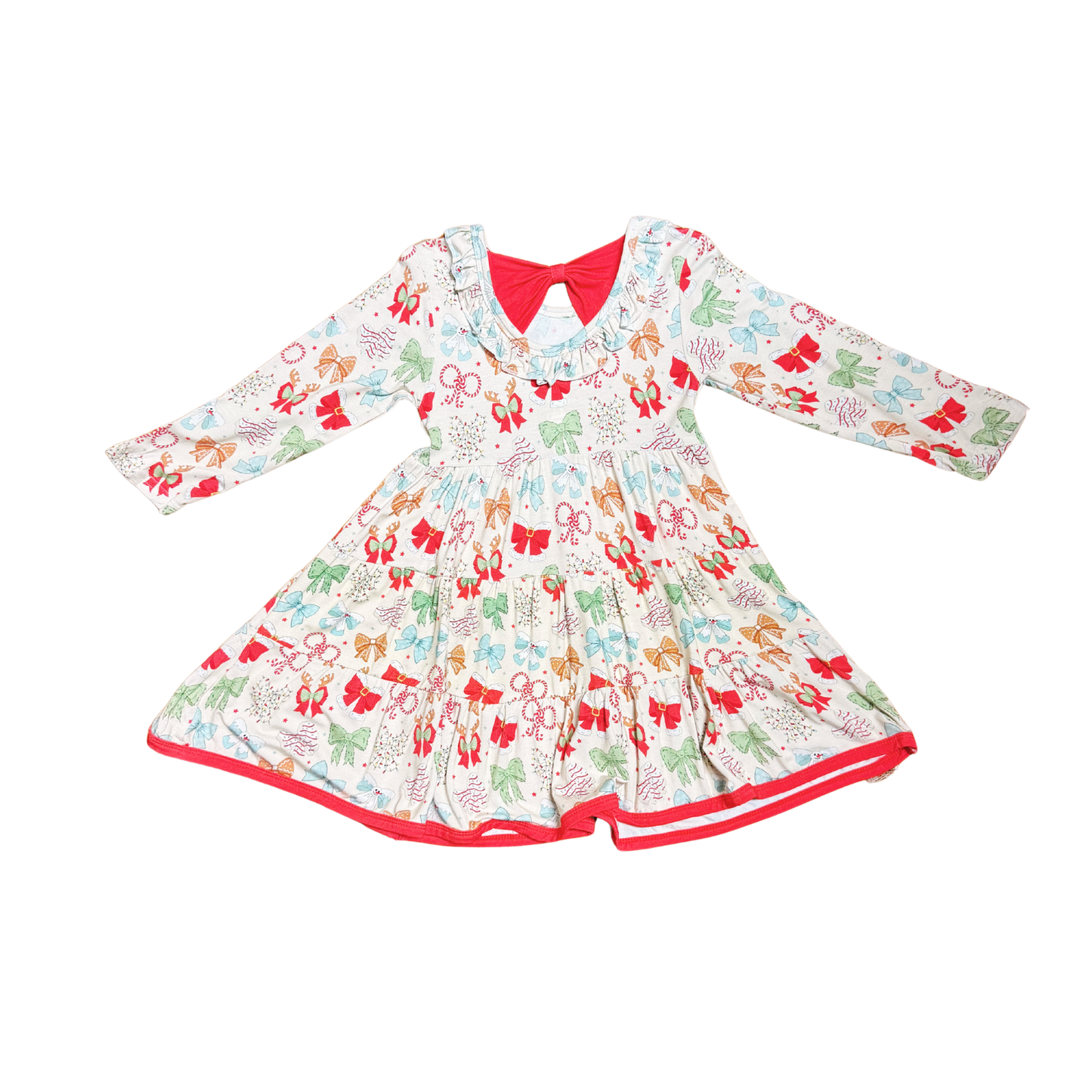 Christmas Bows Bamboo Twirl Dress