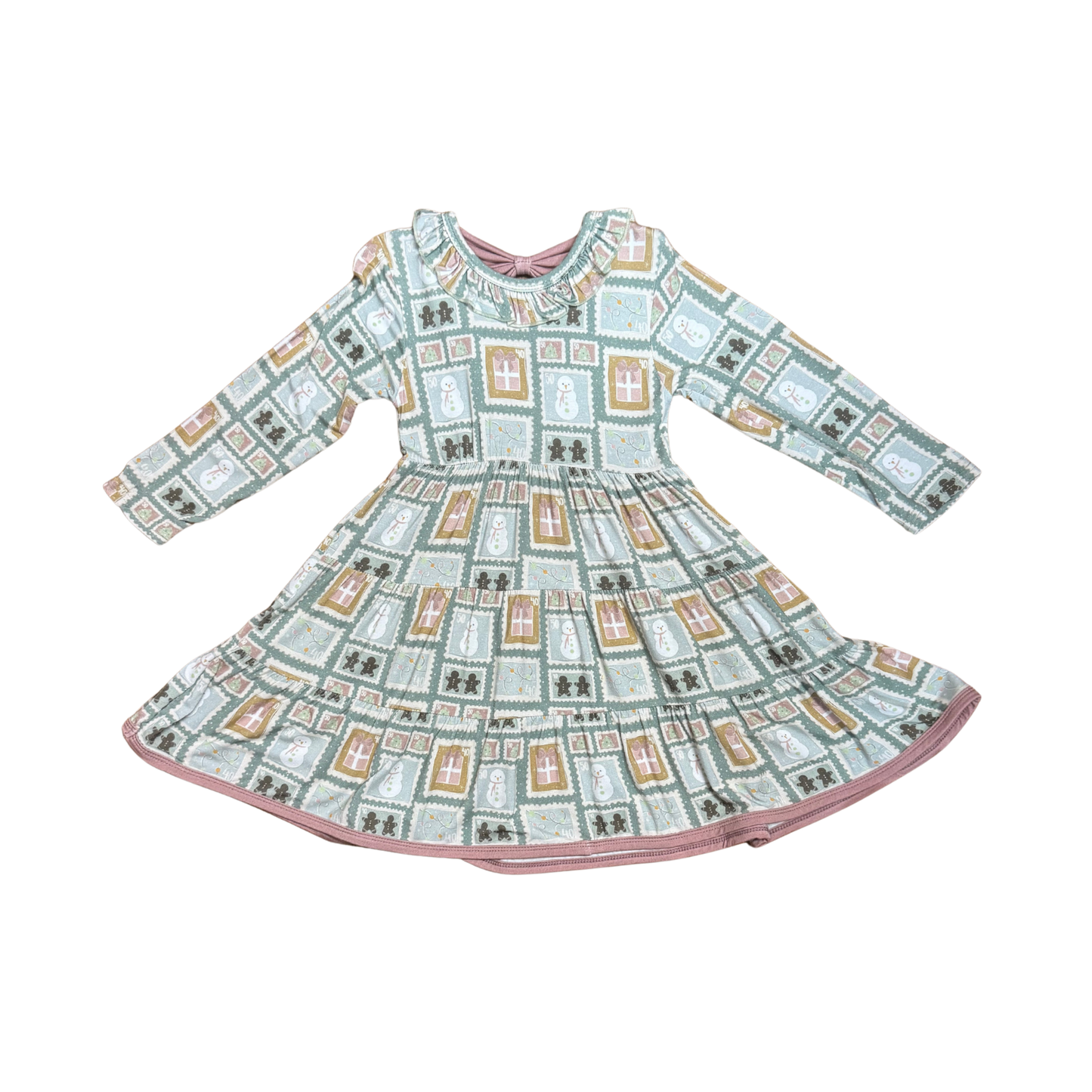 Christmas Stamps Bamboo Twirl Dress