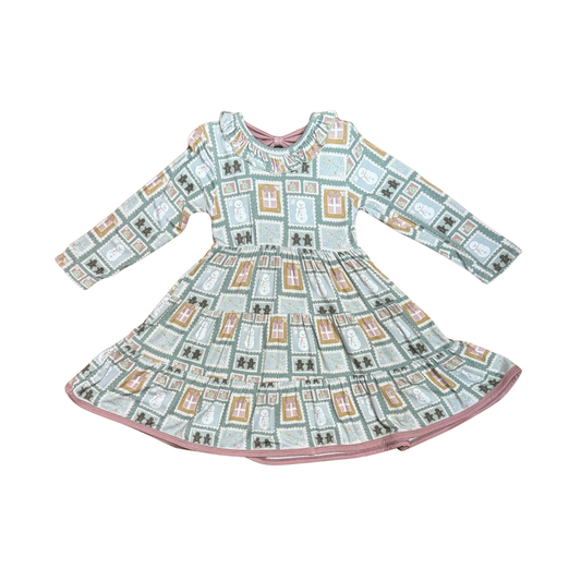 Christmas Stamps Bamboo Twirl Dress