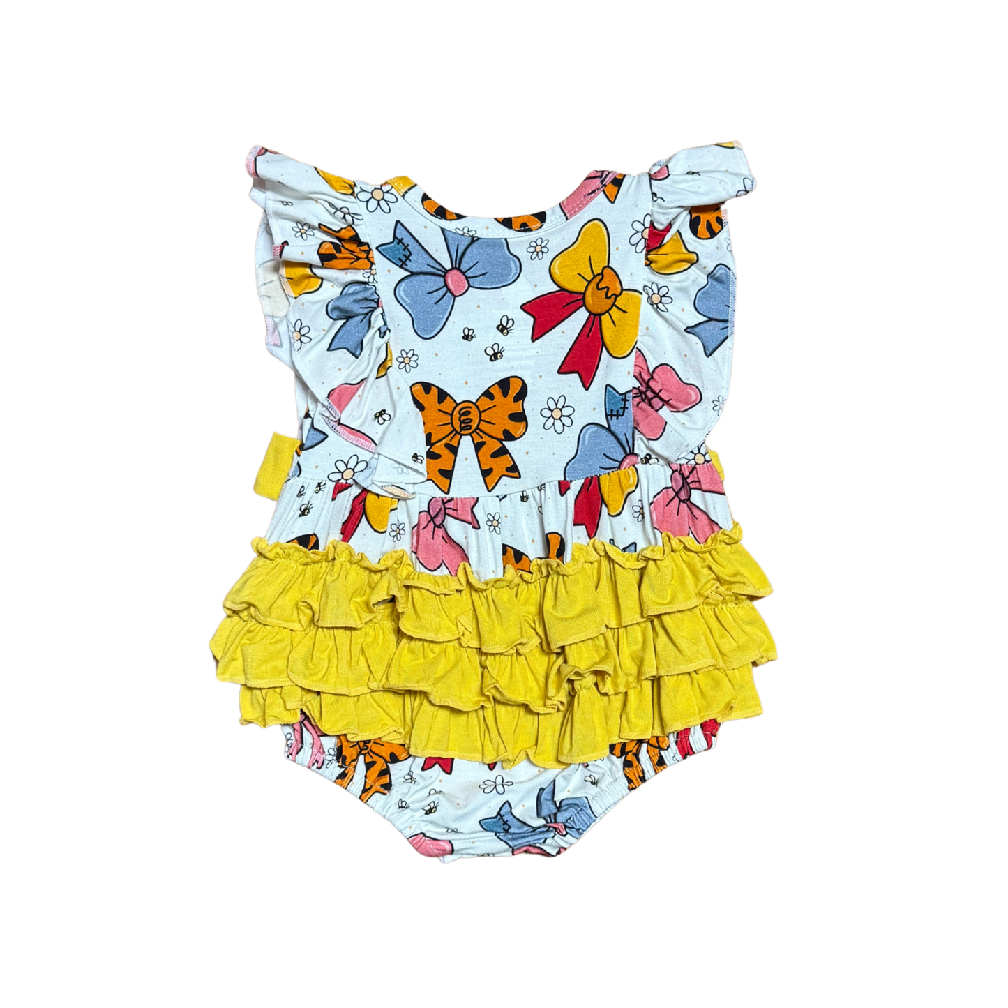 Pooh Character Bows Bamboo Bubble Romper