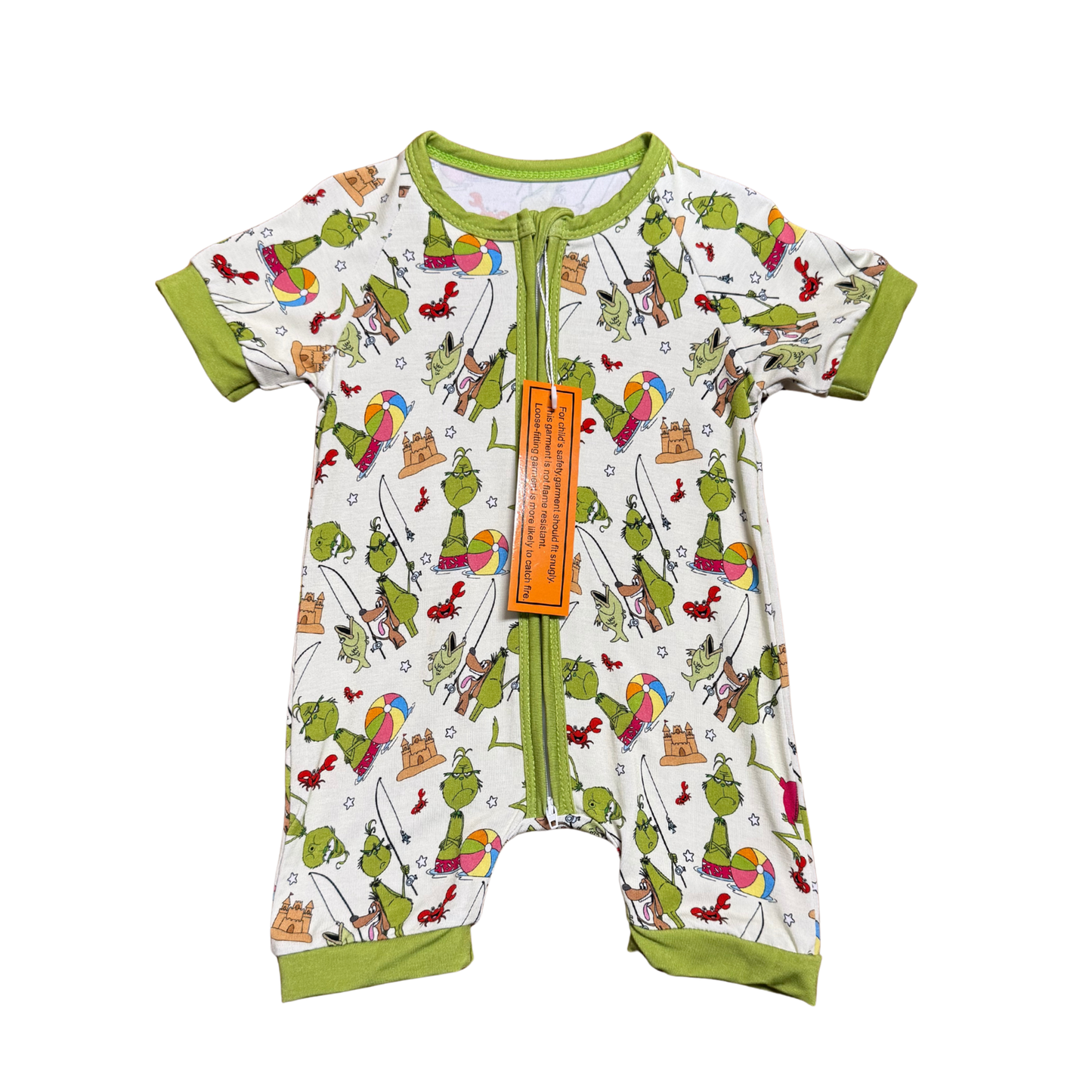 The Grinch Goes Fishing Bamboo Short Romper