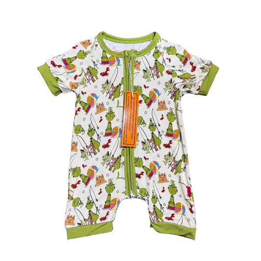 The Grinch Goes Fishing Bamboo Short Romper