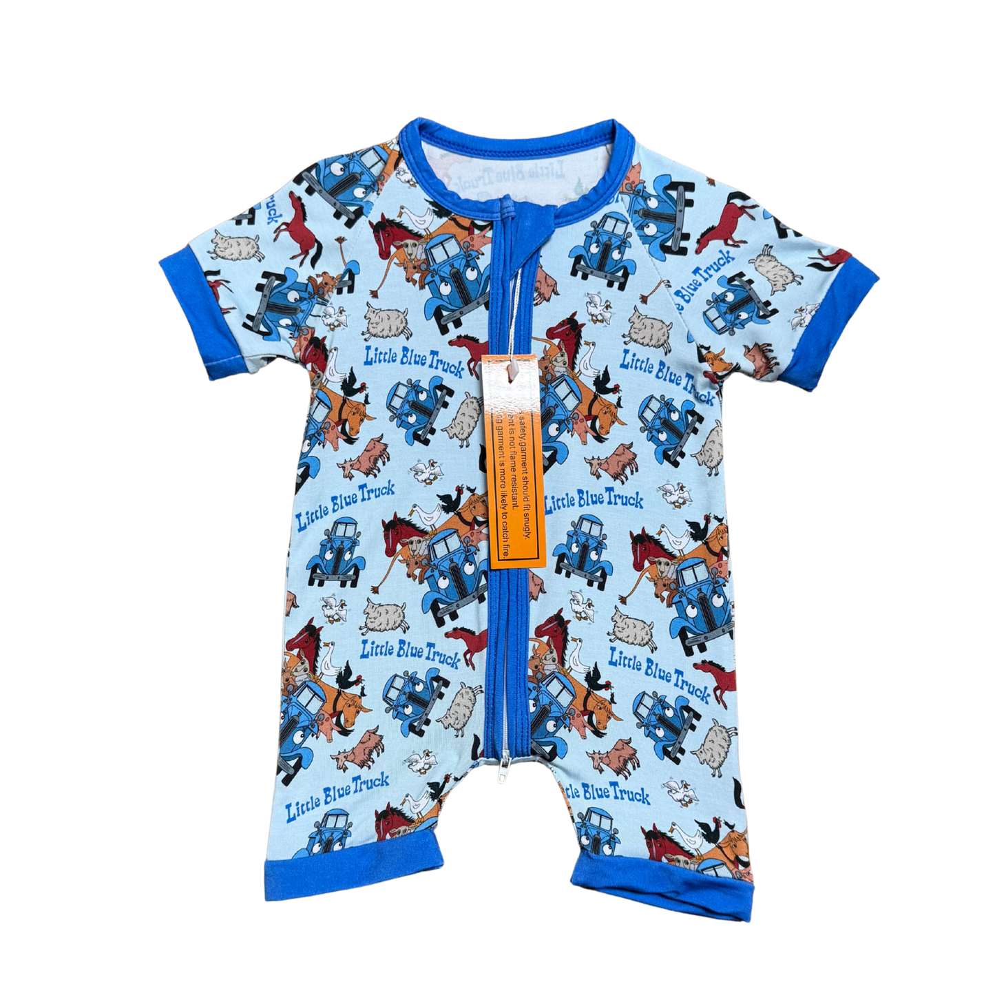 Little Blue Truck Bamboo Short Romper