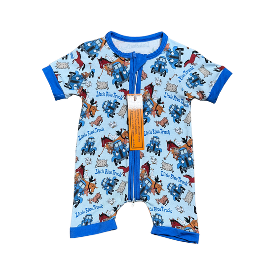 Little Blue Truck Bamboo Short Romper