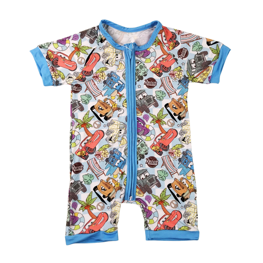 Cars On Vacation Bamboo Short Romper