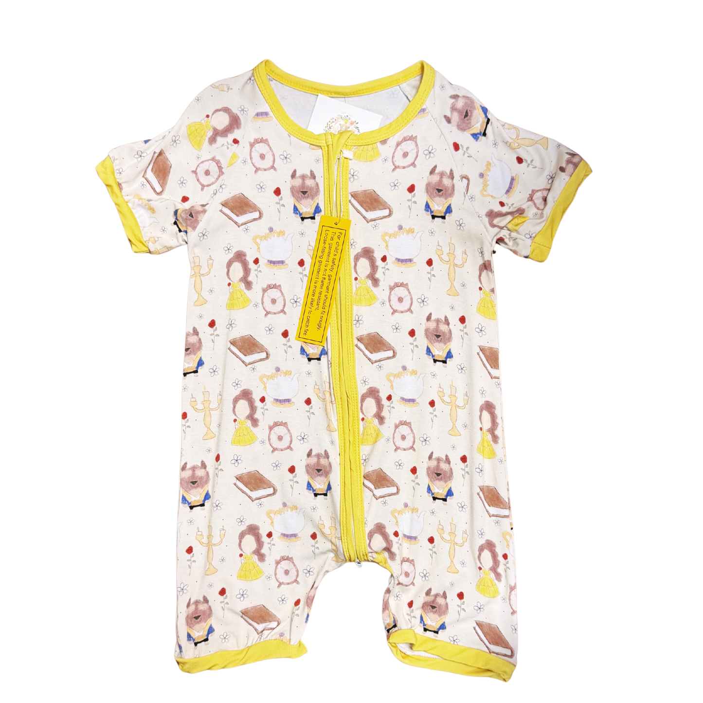 Beauty & The Beast Doodles Bamboo Short Romper