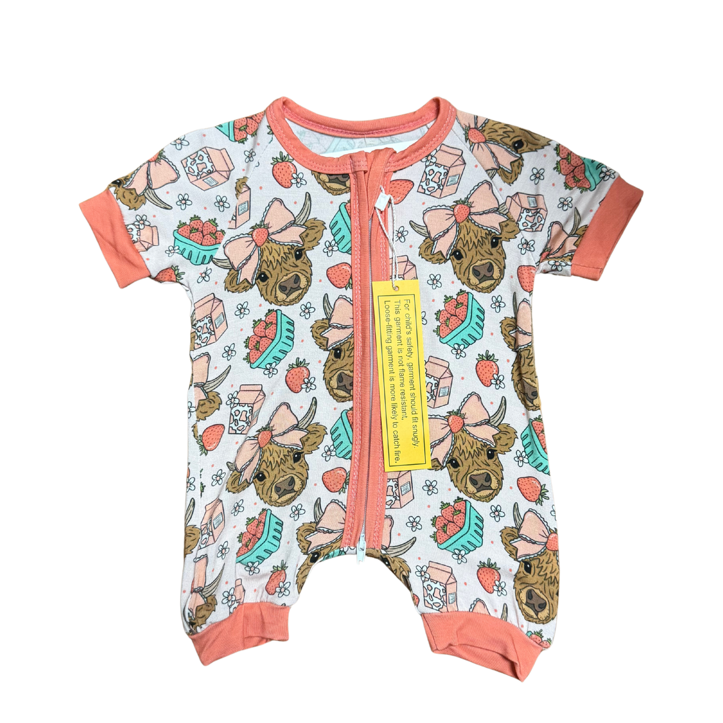 Strawberry Milk Bamboo Short Romper
