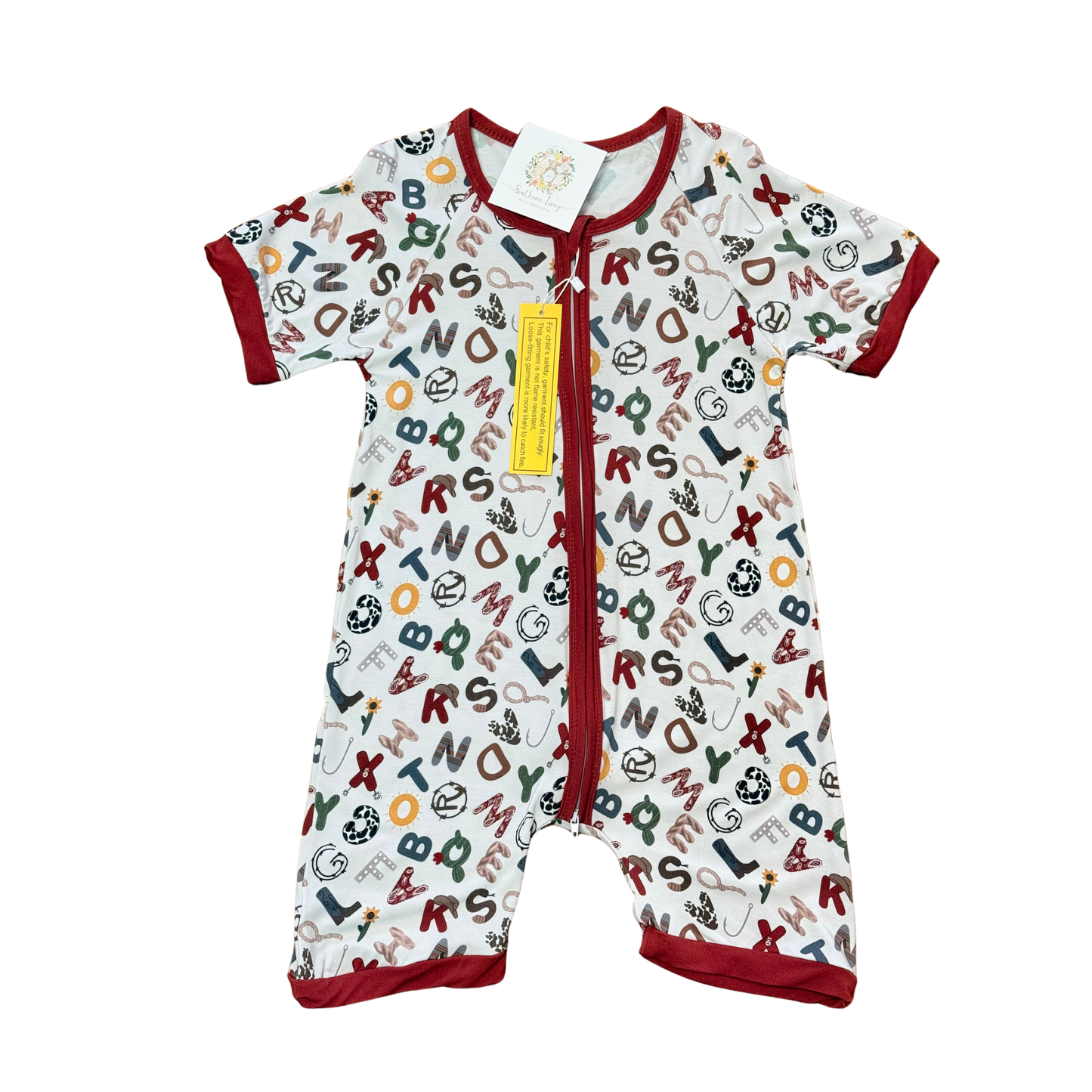 Rodeo Alphabet Bamboo Short Romper