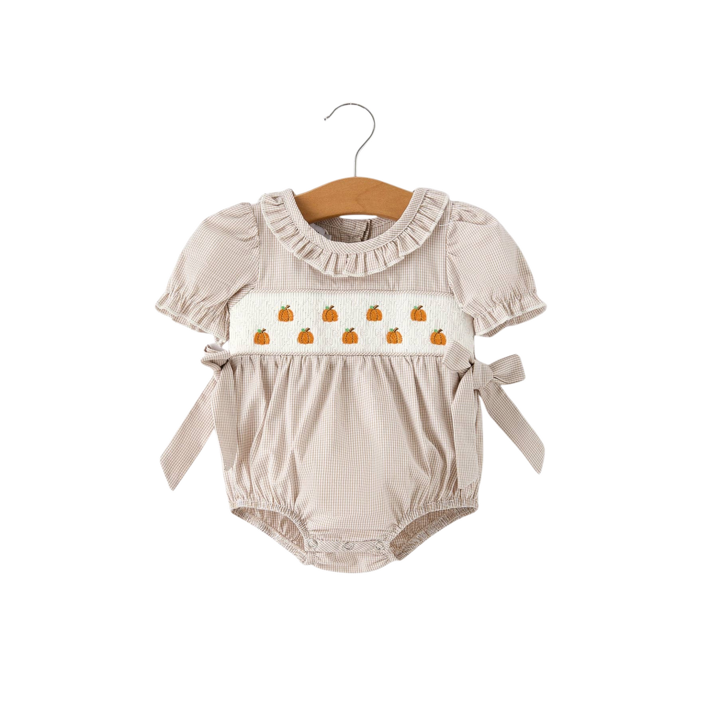 Pretty Pumpkins Embroidery Smock Romper