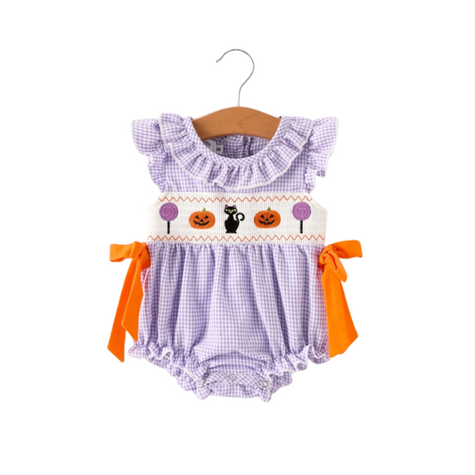 Trick or Treat Smock Embroidery Romper