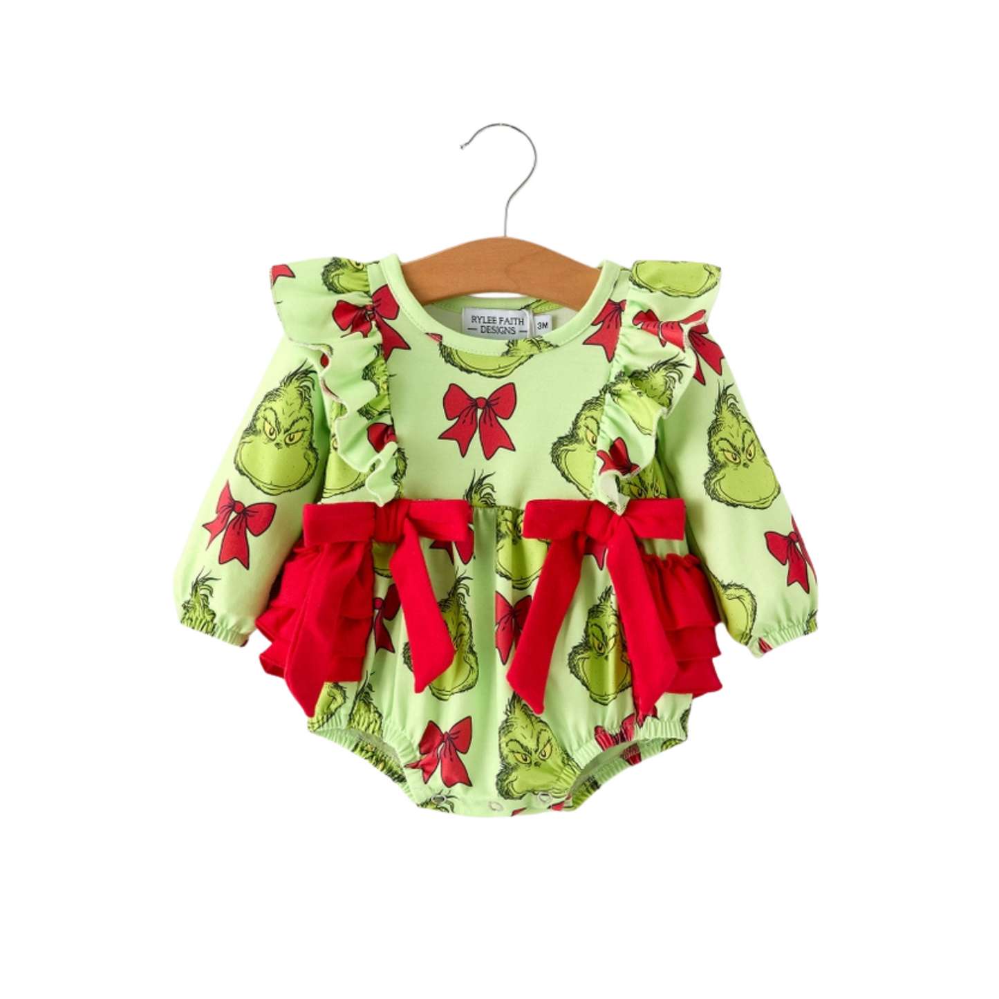 Grinchy Bows Bubble Romper
