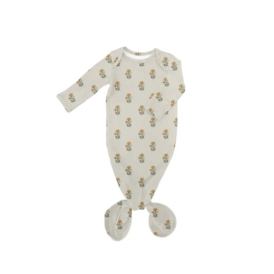 Marigold Block Print - Knotted Infant Gown