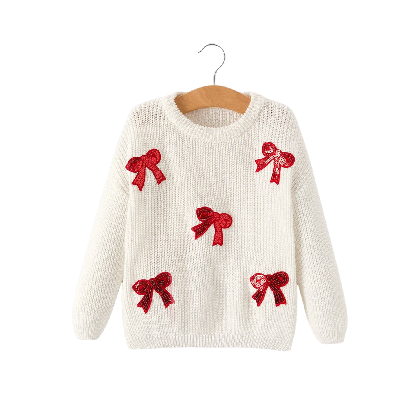 Christmas Bow Sequins Pullover Sweater