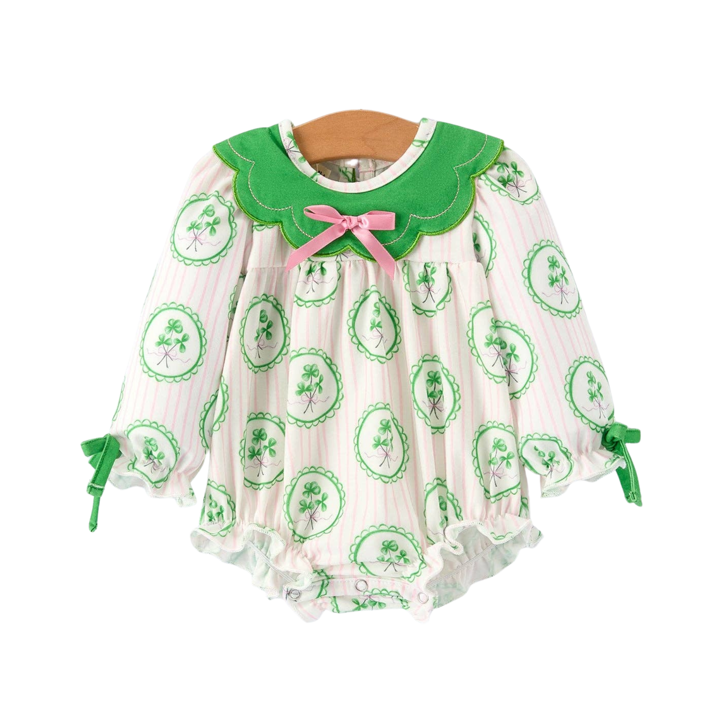 Shamrock Striped Long Sleeve Romper