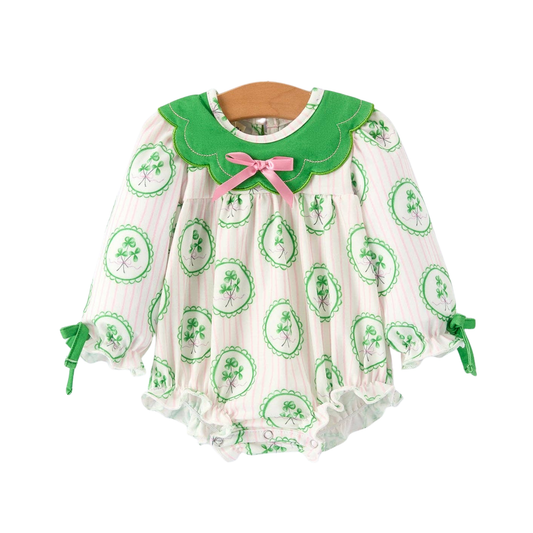 Shamrock Striped Long Sleeve Romper