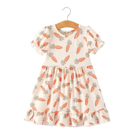Cutie Carrots Ruffle Hem Dress