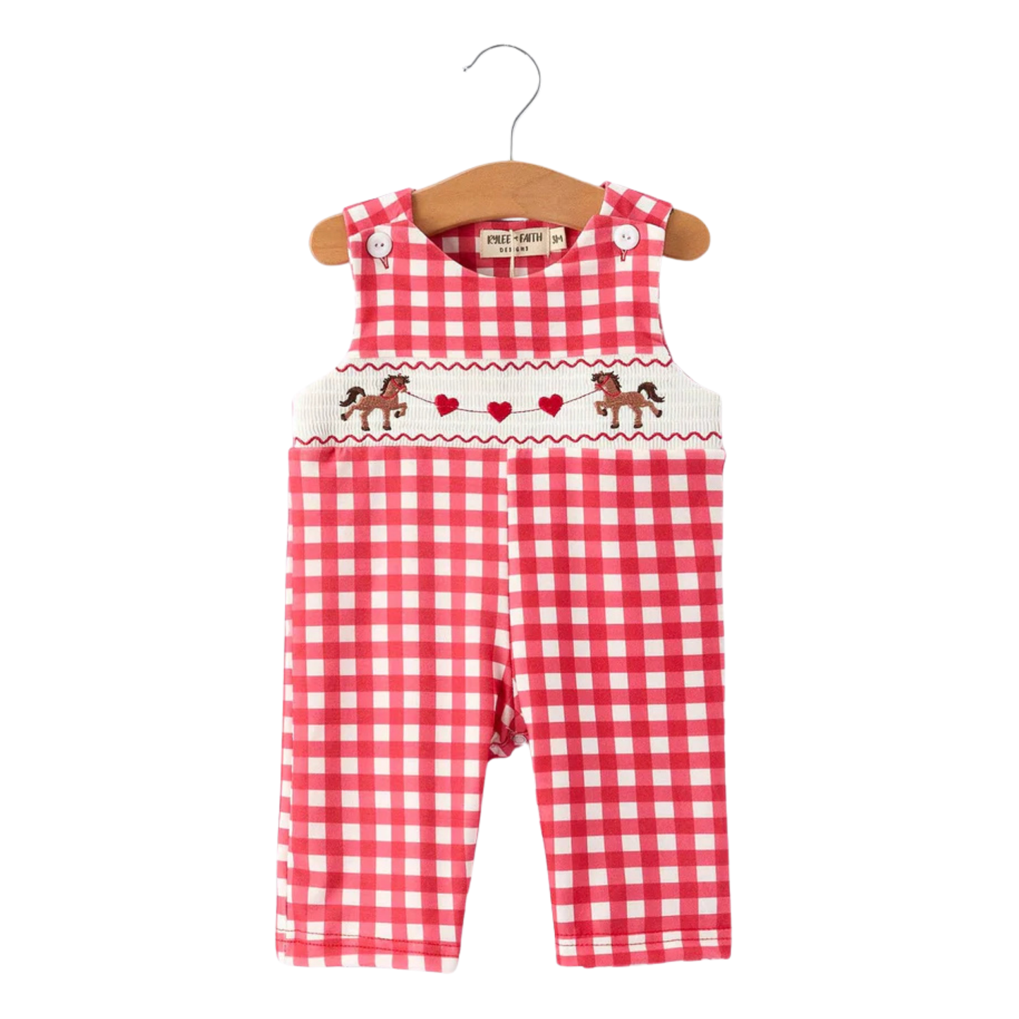 Valentine's Day Plaid Heart Embroidered Boys' Romper