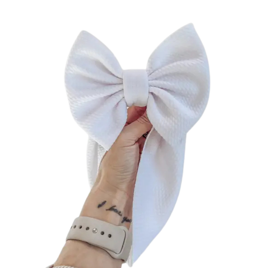 White Bullet Bow + Headwrap  
