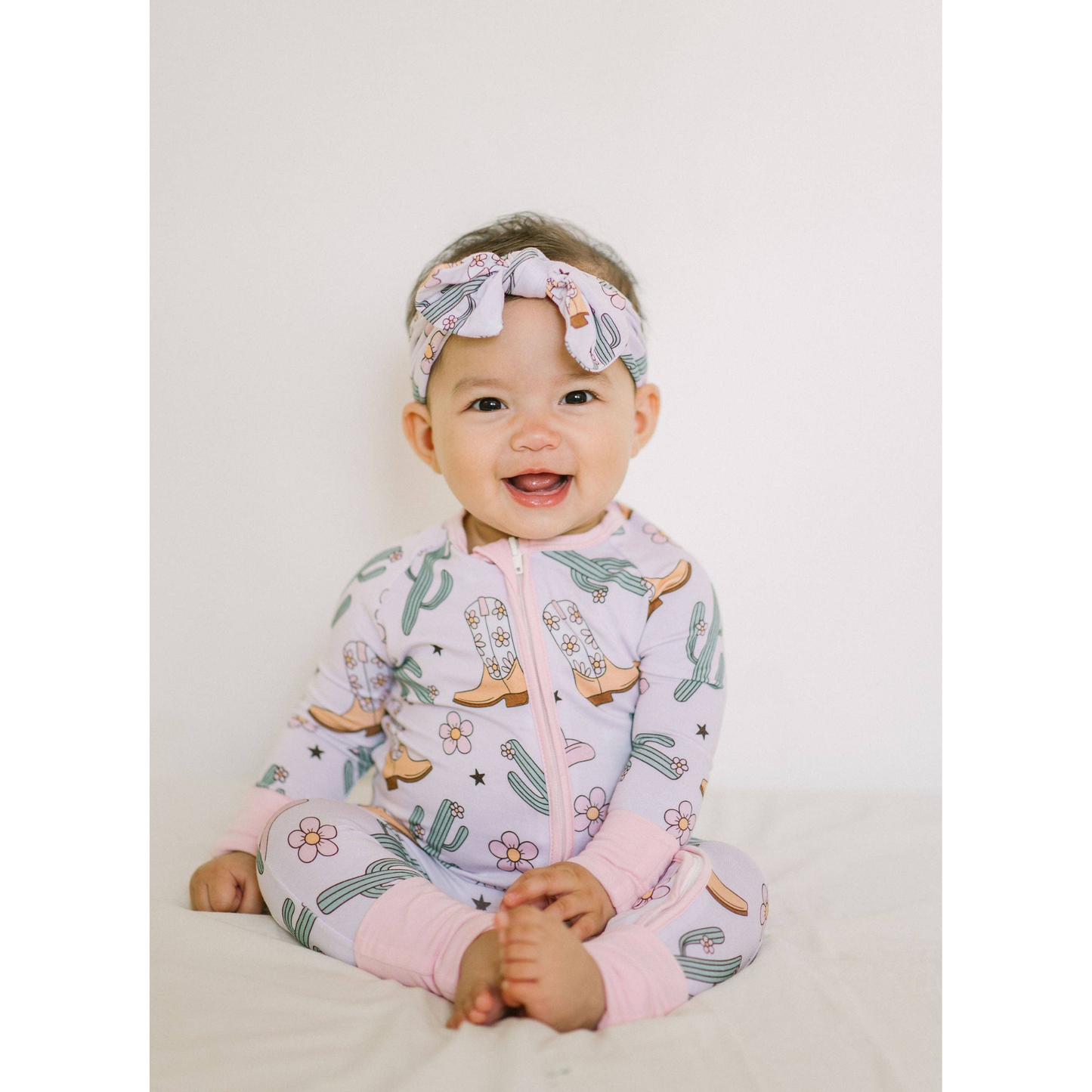 Pink Cowgirl Bamboo Zipper Romper