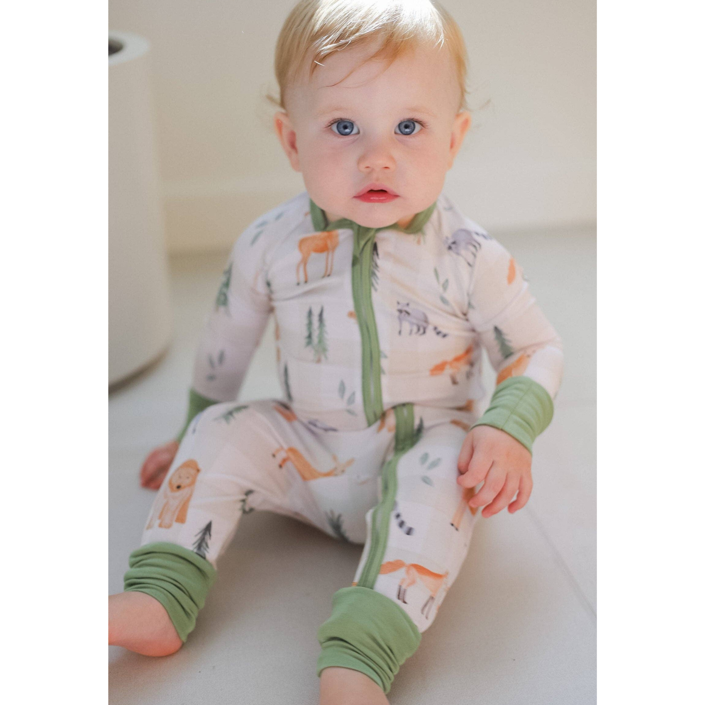 Woodland Animal Bamboo Zipper Romper