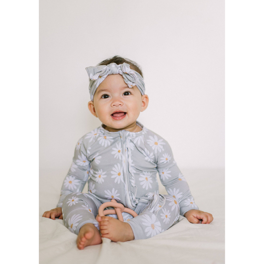 Sage Daisies Ruffle Baby Bamboo Romper