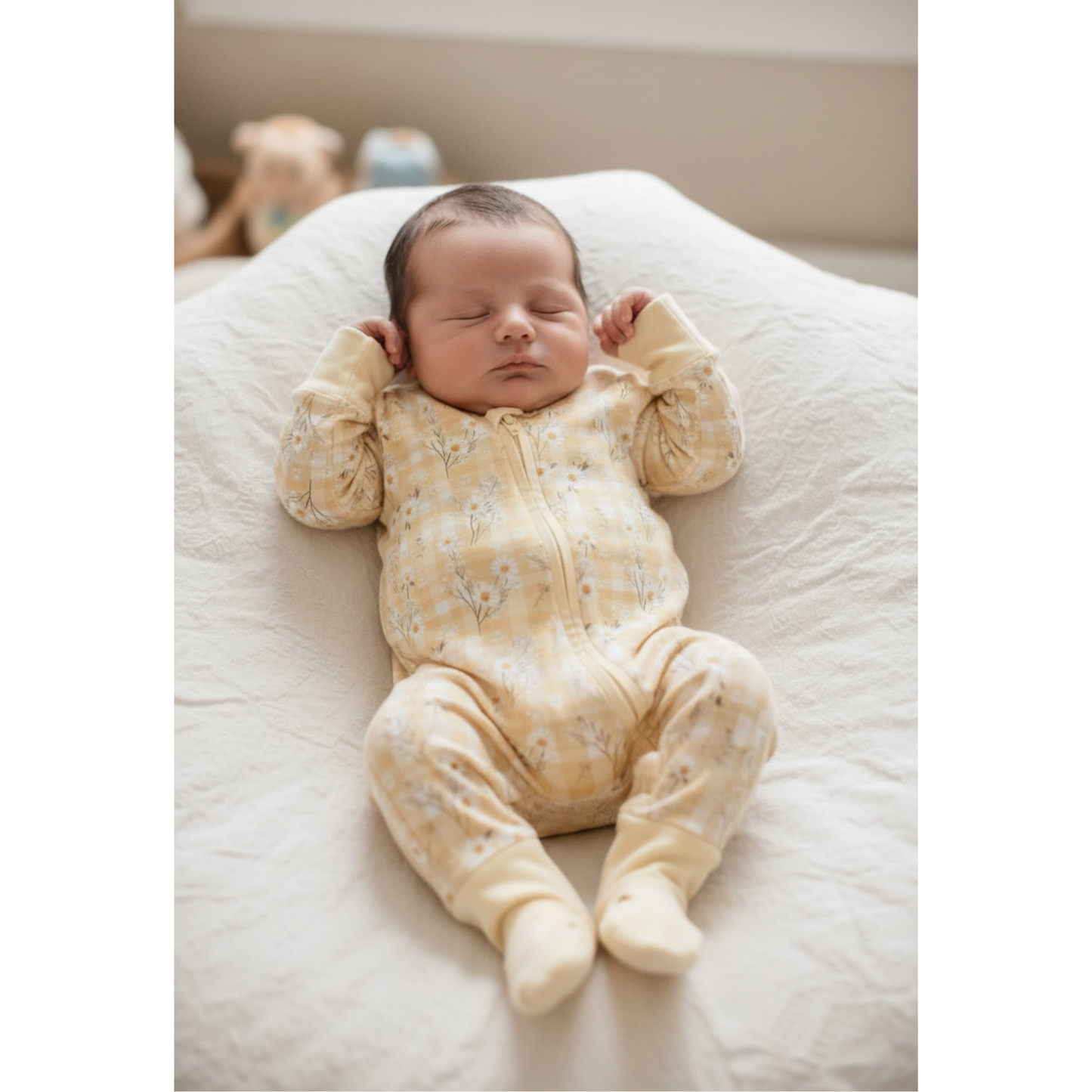 Yellow Daisy Bamboo Zipper Romper